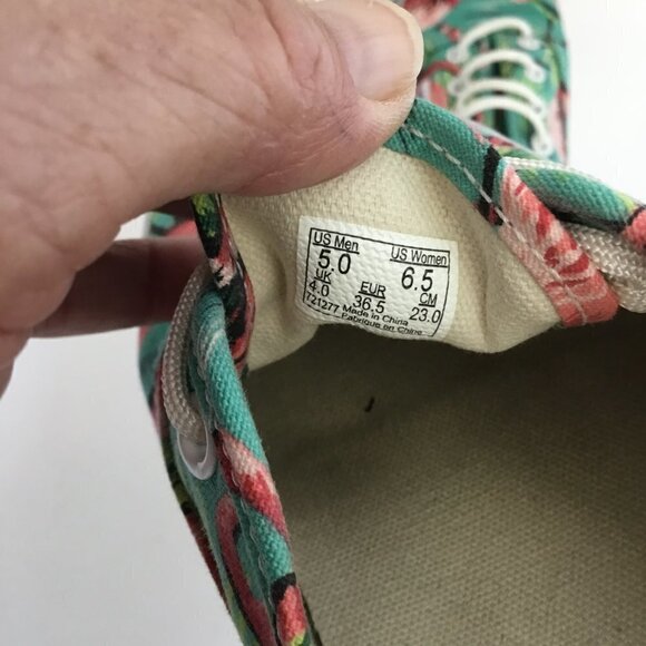 Vans Unisex Oxford Sneakers Canvas Low Top Lace Up Teal with Flamingos M5 W6.5 - Picture 4 of 9